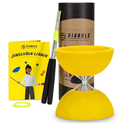 Diabolo Freizeitsport Jonglier-Set Basic (hellgrün), ideal zum Verschenken für Kinder & Einsteiger - Aluminum Handsticks