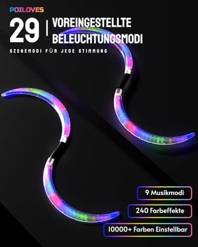Magic LED S-Form Stäbe - Farben und tiefgreifender visueller Effekt für Jonglieren - 241 Farblichtmodi USB-Aufladbar