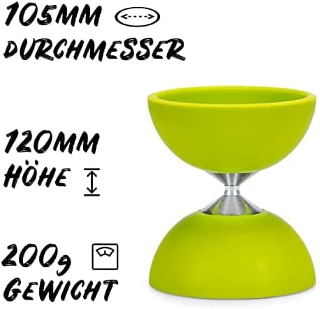 Diabolo Freizeitsport Jonglier-Set Basic (hellgrün), ideal zum Verschenken für Kinder & Einsteiger - Aluminum Handsticks