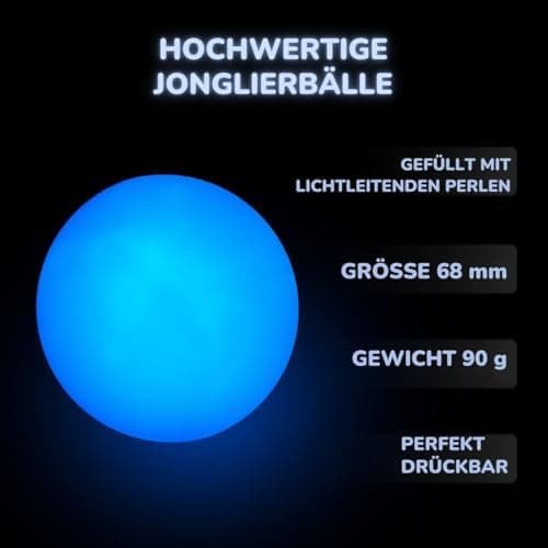 Leuchtende Jonglierbälle Kinder & Erwachsene - 3er LED Set | Perfekt zum Jonglieren | Top Jonglier Set für Anfänger & Pr