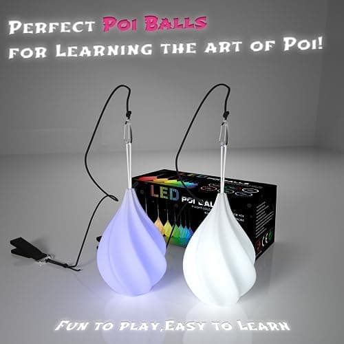 LED Poi Bälle Set für Anfänger & Profis - Leuchtendes Premium-Spielzeug | Jonglierset & Lightpainting Zubehör | Feuer Po