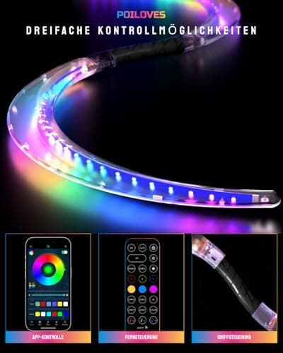 Magic LED S-Form Stäbe - Farben und tiefgreifender visueller Effekt für Jonglieren - 241 Farblichtmodi USB-Aufladbar