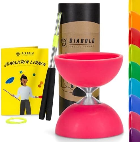 Diabolo Freizeitsport Jonglier-Set Basic (hellgrün), ideal zum Verschenken für Kinder & Einsteiger - Aluminum Handsticks