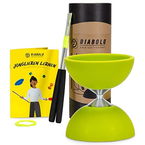 Diabolo Freizeitsport Jonglier-Set Basic (hellgrün), ideal zum Verschenken für Kinder & Einsteiger - Aluminum Handsticks