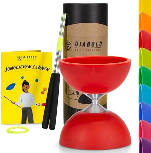 Diabolo Freizeitsport Jonglier-Set Basic (hellgrün), ideal zum Verschenken für Kinder & Einsteiger - Aluminum Handsticks
