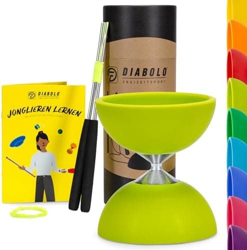 Diabolo Freizeitsport Jonglier-Set Basic (hellgrün), ideal zum Verschenken für Kinder & Einsteiger - Aluminum Handsticks
