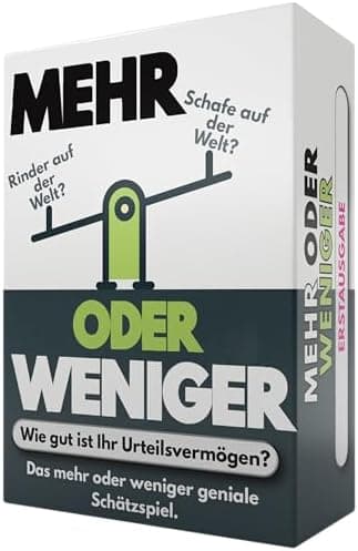 More or Less | Mehr Oder Weniger Kartenspiel - Ideal für Erwachsene, Familien & Kinder - 2+ Spieler - Familienspiel & Re