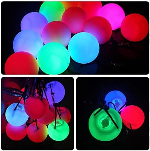 LED Poi Bälle: 2 Stück LED Glow POI Kugeln für Anfänger und Profis mit Regenbogen Farben und Strobe-Effekt