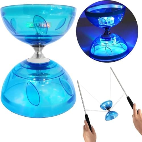 LED Diabolo mit Kugellager - Leuchtend im Dunkeln, 4,5mm Jonglier Set | Perfect Licht Diabolo für Kinder & Erwachsene |