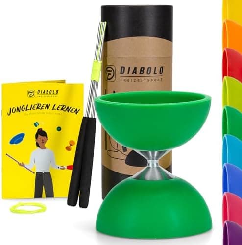 Diabolo Freizeitsport Jonglier-Set Basic (hellgrün), ideal zum Verschenken für Kinder & Einsteiger - Aluminum Handsticks