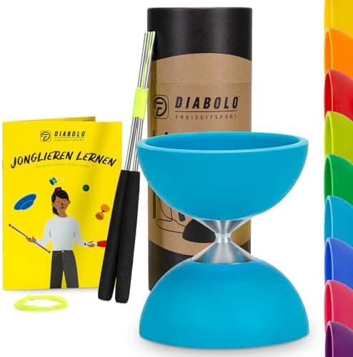 Diabolo Freizeitsport Jonglier-Set Basic (hellgrün), ideal zum Verschenken für Kinder & Einsteiger - Aluminum Handsticks