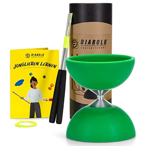 Diabolo Freizeitsport Jonglier-Set Basic (hellgrün), ideal zum Verschenken für Kinder & Einsteiger - Aluminum Handsticks