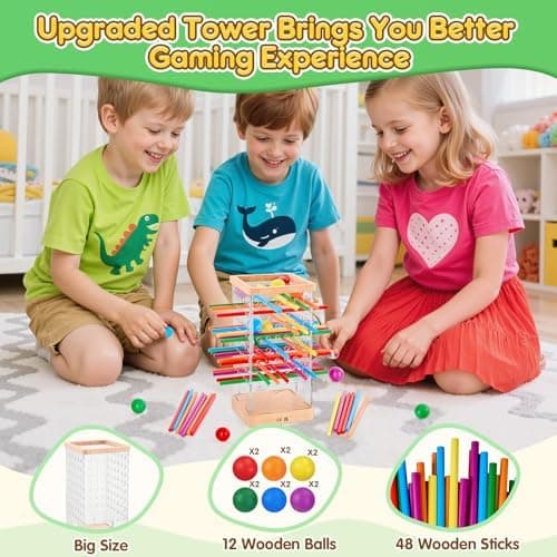 Montessori Spiel Brettspiel aus Holz für Kinder ab 3 Jahre - Feinmotorik & Mathe lernen - Familienspiel-Reisespiel 48 Bu