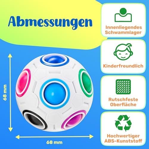 CUBIDI® Original Regenbogenball - Fidget Toy für Kinder und Erwachsene - Geschicklichkeits Spielzeug, Anti Stress, 5cm D