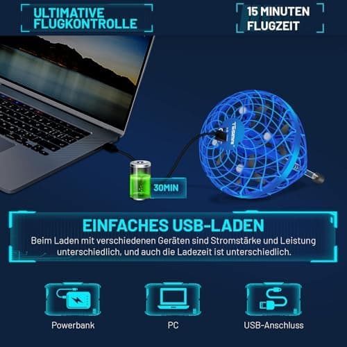 Magic Hover Ball Spielzeug für Kinder ab 6 Jahren - Fliegender Ball mit 360°-Flip und Drohnenfunktion - Geschenk für Jun