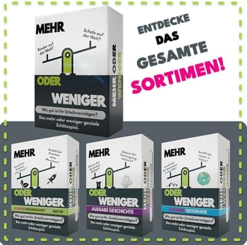 More or Less | Mehr Oder Weniger Kartenspiel - Ideal für Erwachsene, Familien & Kinder - 2+ Spieler - Familienspiel & Re