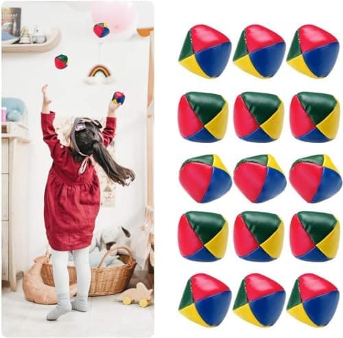 15 Stück Mini Jonglierbälle für Anfänger - Langlebige, weiche und einfache Jonglierset - interaktives Mehrfarbiges Spiel