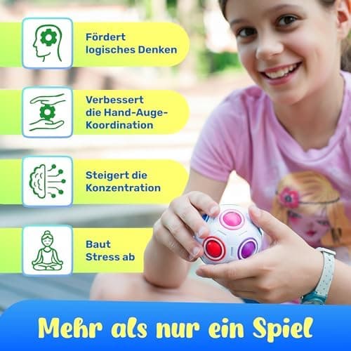 CUBIDI® Original Regenbogenball - Fidget Toy für Kinder und Erwachsene - Geschicklichkeits Spielzeug, Anti Stress, 5cm D