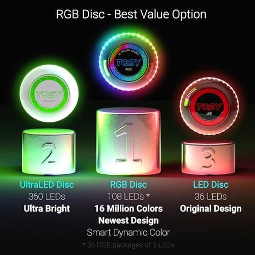 TOSY Flying Disc - 108 RGB-LEDs oder 36 einfarbig, Smart-Modi, wasserdicht für Kinder & Erwachsene, Outdoor-Spielzeug