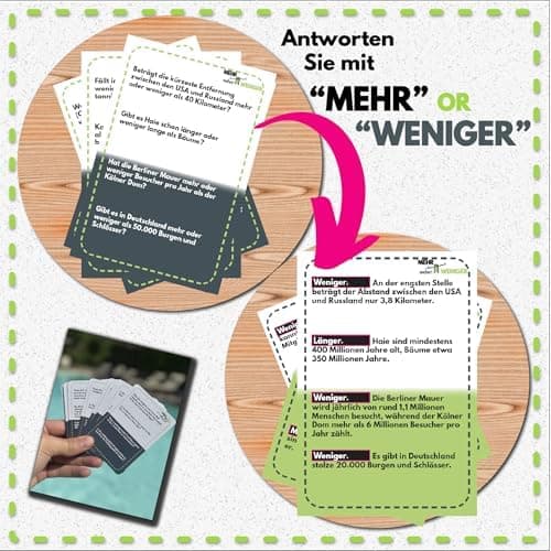 More or Less | Mehr Oder Weniger Kartenspiel - Ideal für Erwachsene, Familien & Kinder - 2+ Spieler - Familienspiel & Re