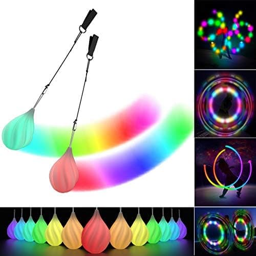 LED Poi Bälle Set für Anfänger & Profis - Leuchtendes Premium-Spielzeug | Jonglierset & Lightpainting Zubehör | Feuer Po