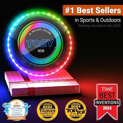 TOSY Flying Disc - 108 RGB-LEDs oder 36 einfarbig, Smart-Modi, wasserdicht für Kinder & Erwachsene, Outdoor-Spielzeug