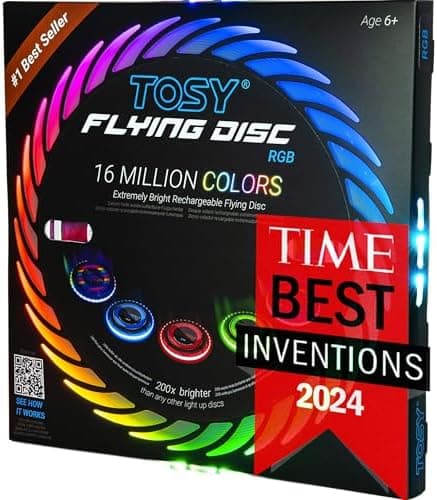 TOSY Flying Disc - 108 RGB-LEDs oder 36 einfarbig, Smart-Modi, wasserdicht für Kinder & Erwachsene, Outdoor-Spielzeug