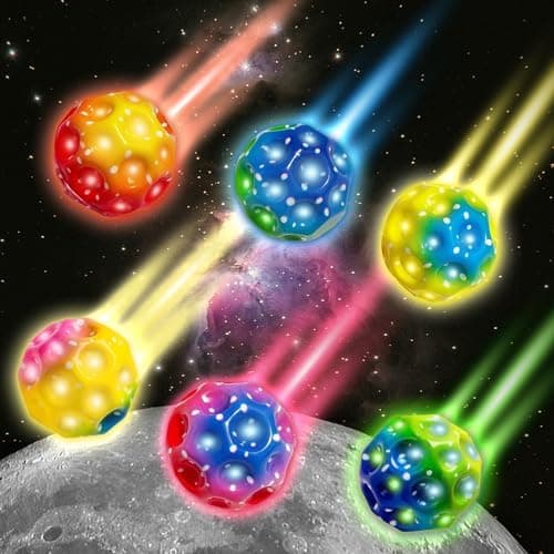 Tzeking 6 Stück LED Moon Ball - Hohe Springende Bälle, Super Stretch, Leicht zu Greifen - Geschenke für Jungen und Mädch