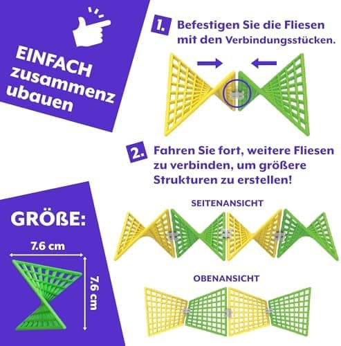 Hyperbolisches Konstruktionsspielzeug von Fun In Motion Toys - 7,6 x 7,6 cm STEM 3D-Abenteuer - Unendliche Flexible Form