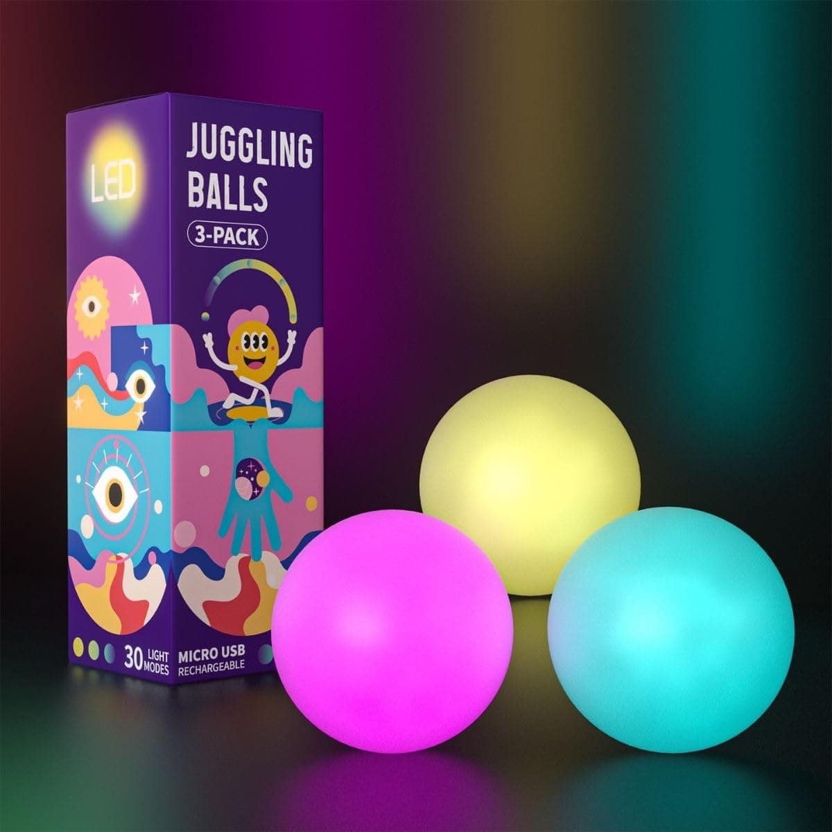 Leuchtende Jonglierbälle Kinder & Erwachsene - 3er LED Set | Perfekt zum Jonglieren | Top Jonglier Set für Anfänger & Pr