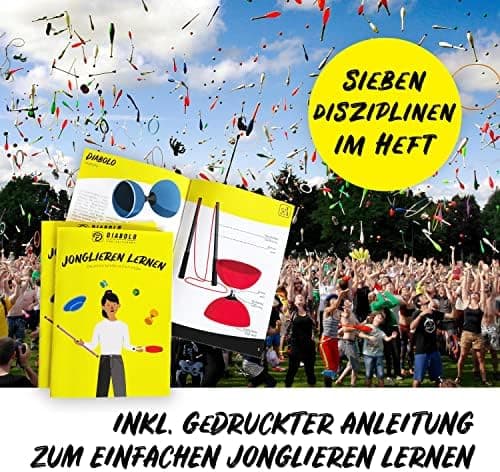 Diabolo Freizeitsport Jonglier-Set Basic (hellgrün), ideal zum Verschenken für Kinder & Einsteiger - Aluminum Handsticks