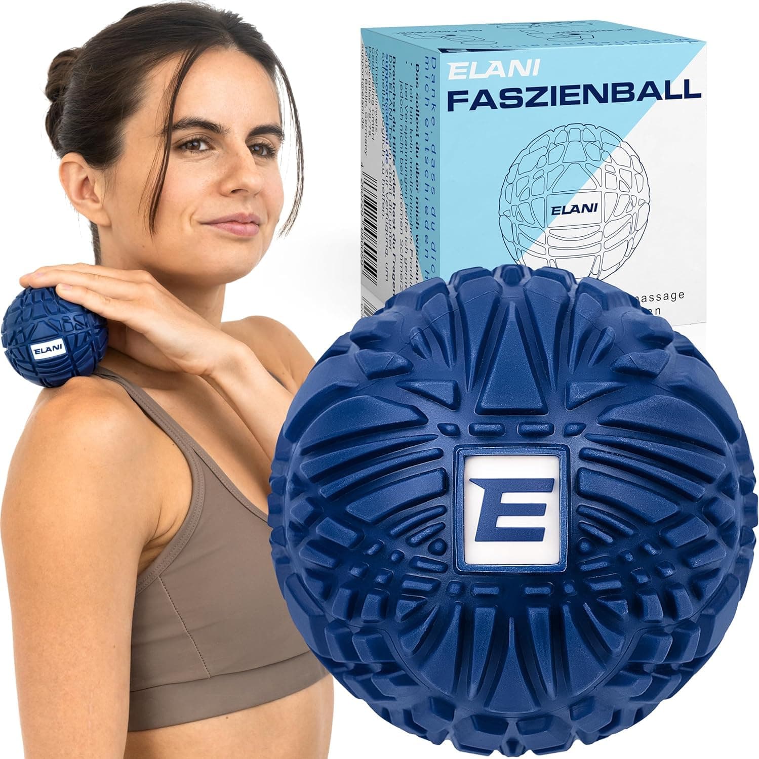 ELANI 3D-Textur Massage Ball - rutschfest & schwer ideal für Tiefenmassagen & Schmerzlinderung - Selbst-Massage für Rück