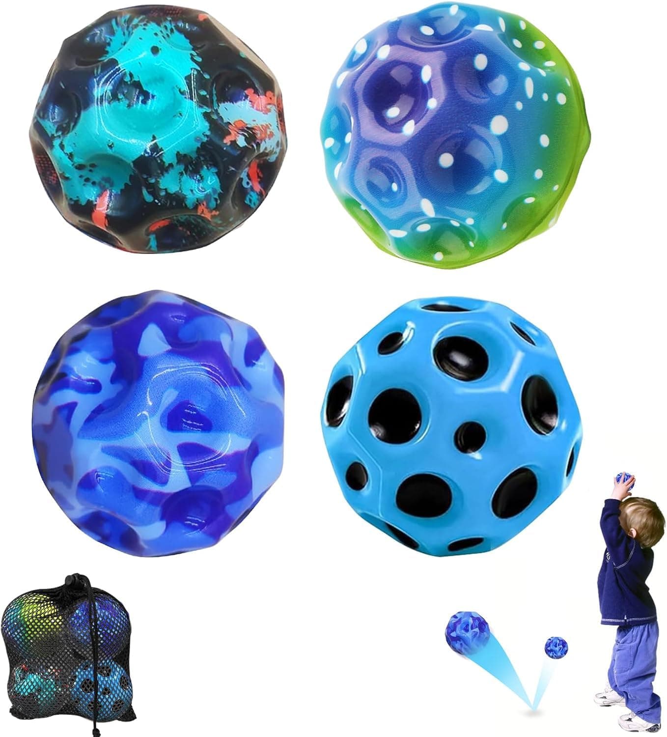 YiJiuBa Coole Moonballs 4 Bälle Für Kleinere Kinder Indoor Outdoor Sprünge Galaxis Mond Ball