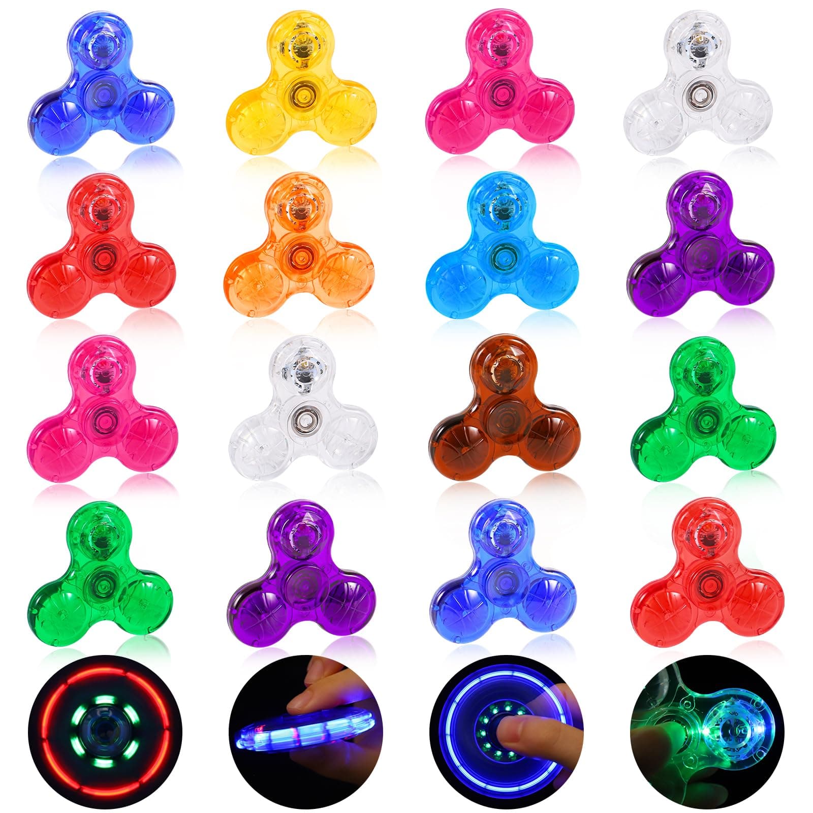 GigilliMini LED Licht Up Fidget Spinner 16er Pack für Kinder Głückwünsche zur Weihnachtsparty Glühendes Spielzeug für Go